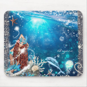 Mermaid Fantasy Red Head Verzauberter Strand Mousepad