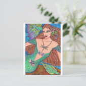 Mermaid Fantasy "The Dragonfly Necklace" Art Postkarte (Stehend Vorderseite)