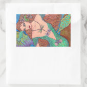 Mermaid Fantasy "The Dragonfly Necklace" Art Rechteckiger Aufkleber (Tasche)