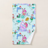 Mermaid feiert Weihnachten mit Freunden Badhandtuch Set (Handtuch)