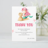 Mermaid First Birthday Dankeskarte (Stehend Vorderseite)