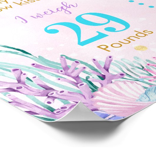 Mermaid First Birthday Foto Milestone Poster (Ecke)