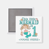 Mermaid First Birthday Magnet (Vorderseite/Rückseite)