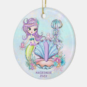Mermaid First Birthday | Whimsischer Keepake Keramik Ornament (Links)