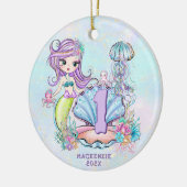 Mermaid First Birthday | Whimsischer Keepake Keramik Ornament (Links)