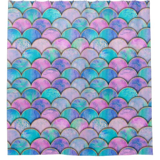 Mermaid fish scale wave japanese seamless pattern. duschvorhang (Vorderseite)