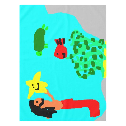 Mermaid Fish Star Turtle Ocean Kids Art Tableclout Tischdecke (Vorderseite)