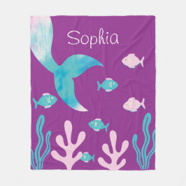 Mermaid Fish Under the Sea Pastel Purple Girls Fleecedecke