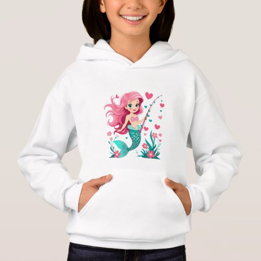 Mermaid Fishing Fun – Kids’ Hoodie (Vorderseite)