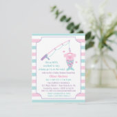Mermaid Fishing Themed Baby Shower Invitations Einladung (Stehend Vorderseite)