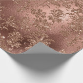 Mermaid Floral Rose Gold Pink Princess Glitzer Geschenkpapier (Ecke)
