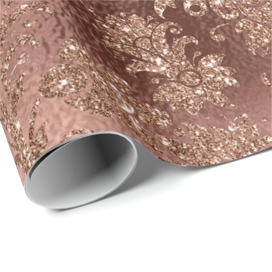 Mermaid Floral Rose Gold Pink Princess Glitzer Geschenkpapier (Rolleneckpunkt)