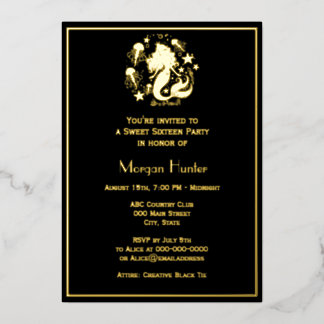 Mermaid Flowing Hair Sea Life Sweet Sixteen Folien Feiertagskarte