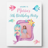 Mermaid Foto Birthday Party Begrüßungszeichen Fotoplatte (Vorderseite)