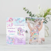Mermaid Foto Einladung (Stehend Vorderseite)