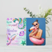 Mermaid Foto Einladung (Stehend Vorderseite)