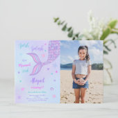 Mermaid Foto Einladung (Stehend Vorderseite)