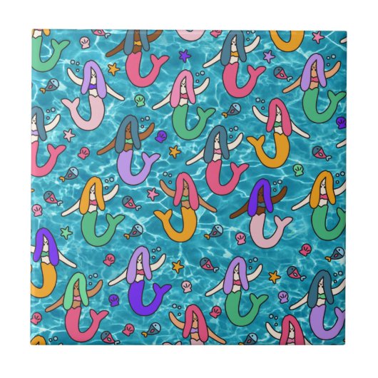 Mermaid Freunde Fliese (Vorderseite)