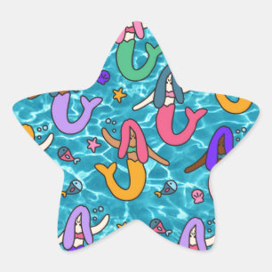 Mermaid Freunde Stern-Aufkleber