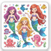 Mermaid Friends Personalized Fun set  Aufkleber (Vorderseite)