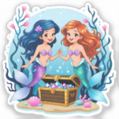 Mermaid Friends Personalized Fun set  Aufkleber (Vorderseite)