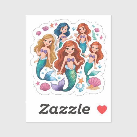 Mermaid Friends Personalized Fun set  Aufkleber (Blatt)