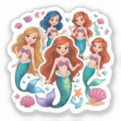 Mermaid Friends Personalized Fun set  Aufkleber (Vorderseite)