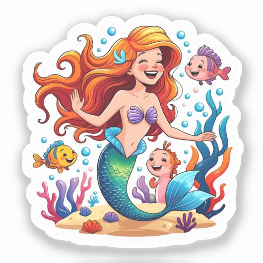 Mermaid Friends Personalized Fun set  Sticker (Vorderseite)