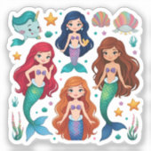 Mermaid Friends Personalized Fun set  Sticker (Vorderseite)