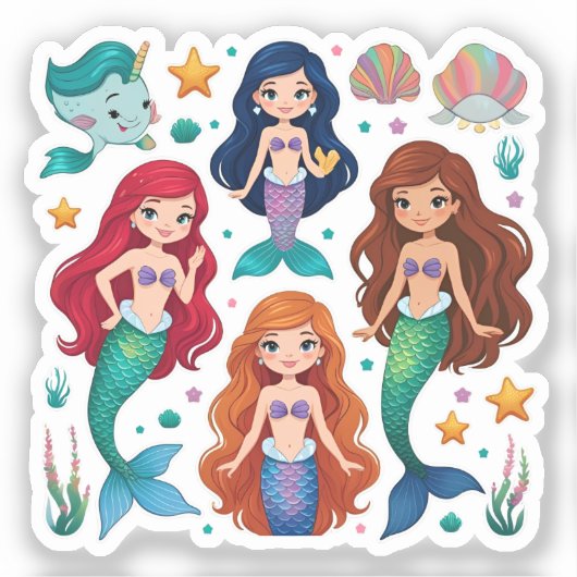 Mermaid Friends Personalized Fun set  Sticker (Vorderseite)