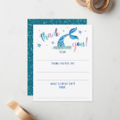 Mermaid füllen Sie den leeren Glitzer Vielen Dank Mitteilungskarte (Vorderseite/Rückseite Beispiel)