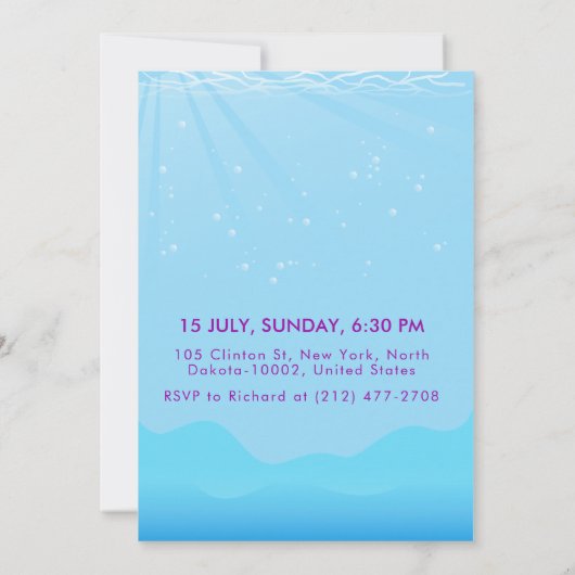 Mermaid Funny Kitty Purr Haushaltshilfe Pool Party Einladung (Rückseite)