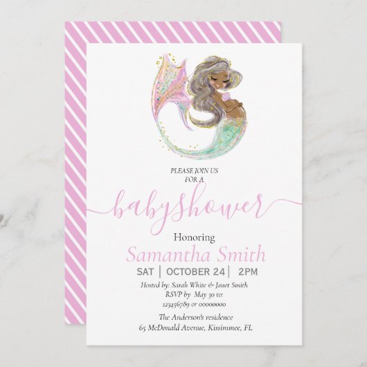 Mermaid Future Mama Babydusche. Unter dem Meer. Ankündigung (Vorne/Hinten)