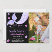 Mermaid Geburtstag Einladungen mit Foto (Vorderseite)