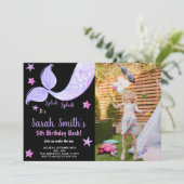 Mermaid Geburtstag Einladungen mit Foto (Stehend Vorderseite)