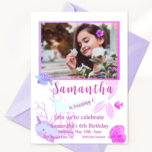 Mermaid Geburtstag, Unter dem Meer, 6. Geburtstag Einladung