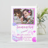 Mermaid Geburtstag, Unter dem Meer, 6. Geburtstag Einladung (Stehend Vorderseite)