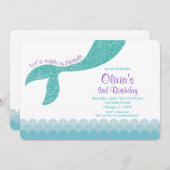 Mermaid Geburtstagsausschreibung, aquamarines Aqua Einladung (Vorne/Hinten)