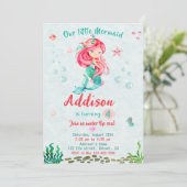 Mermaid Geburtstagsausschreibung Im Meer Party Einladung (Stehend Vorderseite)