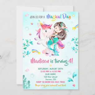 Mermaid Geburtstagseinladung Girl Magical Party Da Einladung