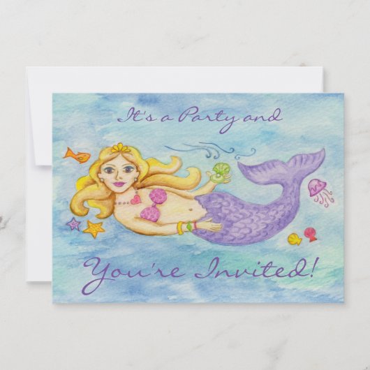 Mermaid Geburtstagsfeier Einladung (Vorderseite)