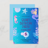Mermaid Geburtstagskarte Einladung (Vorne/Hinten)