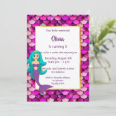Mermaid Geburtstagsparty Einladung Pink lila (Stehend Vorderseite)