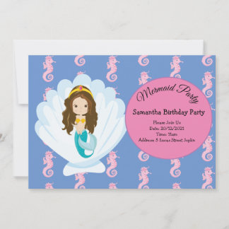 Mermaid Gelb Geburtstagsparty Einladung