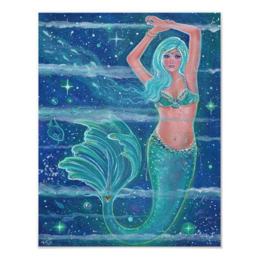 Mermaid Gemma aqua von Renee Lavoie Fotodruck (Vorne)