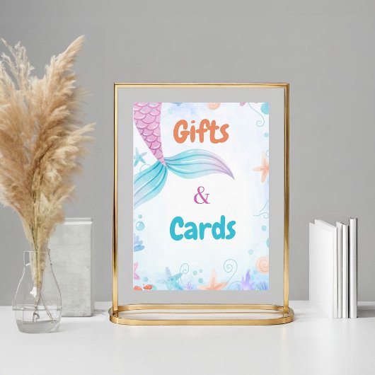 Mermaid Geschenk und Karte Geburtstag Baby Dusche Poster