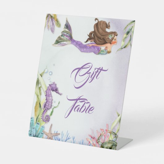Mermaid Gift Welcome Food Table Sign Sockelschild (Vorderseite)