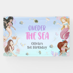Mermaid Girl 1. Geburtstag Party Banner