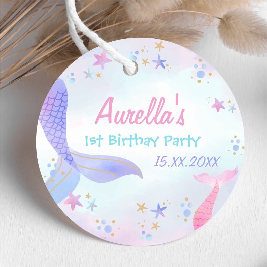 Mermaid Girl 1. Geburtstag Party Geschenkanhänger
