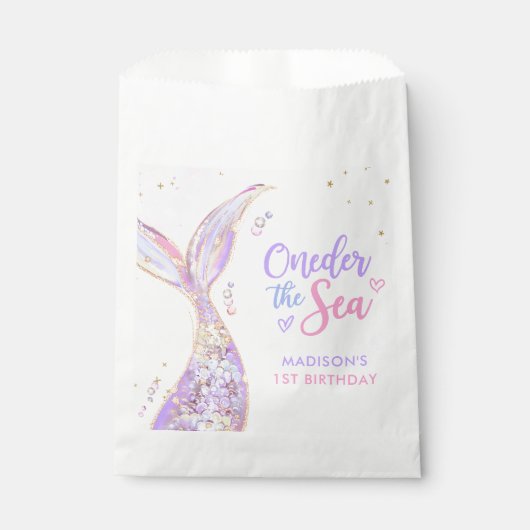 Mermaid Girl 1. Geburtstag Party Geschenktütchen (Vorderseite)